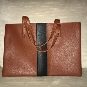 Vince Camuto vegan leather tote in red sand